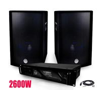pack sonorisation 2600w ampli mydj + enceintes bms-12 de 2x600w + câblages