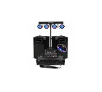 Pack sonorisation 50 100 personnes Initiation DJ Enceintes Ampli Table de Mixage Bluetooth Kit d'éclairage EOS + OVNI LED