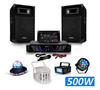Pack Sonorisation 500W Ampli + Enceintes + Table de mixage USB + 4 jeux de lumières LED