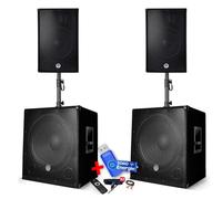 Pack sonorisation - BM SONIC BMS-151515 - 3000W - Enceintes DJ 15" + 2 Caissons 15" + Pieds - USB/BLUETOOTH+ Clé USB 32G