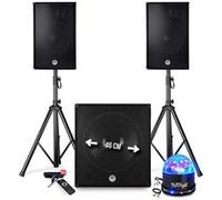 Pack sonorisation - BM SONIC BMS-1815 - 2700W - Enceintes DJ 15" + Caisson 18" + Pieds - USB/BLUETOOTH Jeu de lumière