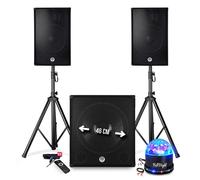 Pack sonorisation BM SONIC BMS1815 2700W Enceintes DJ 15 pouces Caisson 18 pouces Pieds USB Bluetooth Jeu de lumière
