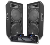 BM SONIC Pack Sono DJ, Amplificateur 4000W, Enceintes LSC215 2x2000W, Câbles Speakon