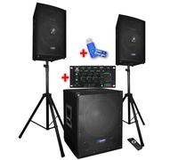 Système Sonorisation Complet 2200W Enceintes + Subwoofer BM SONIC BMS1512 avec table de mixage bluetooth usb +clé usb 32gigas