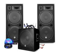 Pack Sonorisation BM SONIC MEGA BASSES 3200W Caisson/Subwoofer bi-amplifié 18"" 46cm - Enceintes 215, SONO DJ SOIREE MIX BAR, LED