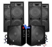 Pack Sonorisation BM SONIC MEGA BASSES Caissons bi-amplifié 18" 46cm 2x1200W , 4 Enceintes 4x2000W+clé USB 32Go