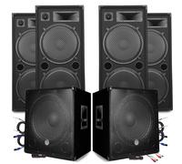 Pack Sonorisation BM SONIC MEGA BASSES Caissons bi-amplifiés 18" 46cm 2x1200W , 4 Enceintes 4x2000W SONO DJ PRO CLUB MIX BAR