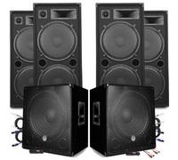 Pack Sonorisation BM SONIC MEGA BASSES Caissons bi-amplifiés 18" 46cm 2x1200W , 4 Enceintes 4x2000W SONO DJ PRO CLUB MIX BAR