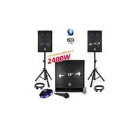 pack sonorisation complet 2400w usb/bt mkii - 2 enceintes 12 + caisson sub actif 18 animation mobile mariage
