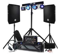 Pack Sono BM SONIC Amplificateur 1000W, Paire d'Enceintes 2x300W, Table de Mixage, Portique + 48 effets lumières EUPHORIA, Pieds