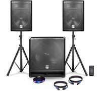PACK Sonorisation COMPLET BMS1812 USB/Bluetooth 2400W Sub 18"" + 2 Enceintes 12"" + Pieds + Câbles + Tél + Ovni