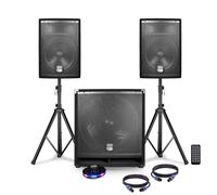 PACK Sonorisation COMPLET BMS1812 USB/Bluetooth 2400W Sub 18" + 2 Enceintes 12" + Pieds + Câbles + Tél + Ovni
