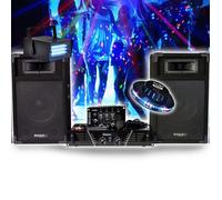 PACK SONORISATION COMPLET Disco 480W IBIZA SOUND DJ300 Ampli - Table de mixage - Enceintes - Micro, Jeu Lumière OVNI STROBE LED