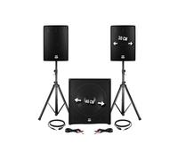 Pack sonorisation DJ 2400W - Subwoofer 46cm + 2 Enceintes 30cm + Pieds - BMS1812