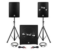 Pack sonorisation DJ 2400W - Subwoofer 46cm + 2 Enceintes 30cm + Pieds - BMS1812