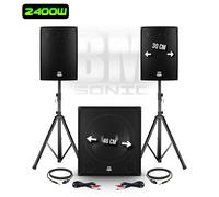 Pack sonorisation DJ 2400W - Subwoofer 46cm + 2 Enceintes 30cm + Pieds - BMS1812