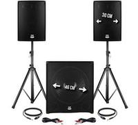 Pack sonorisation DJ 2400W - Subwoofer 46cm + 2 Enceintes 30cm + Pieds - BMS1812