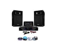 pack sonorisation dj-300 complet avec enceintes table de mixage amplificateur 480w - pack 4 jeux de lumière diams lytor