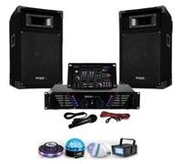 pack sonorisation dj-300 complet avec enceintes table de mixage amplificateur 480w - pack 4 jeux de lumière diams lytor