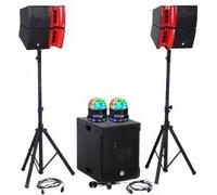 Pack sonorisation DJ complet 1200W BM SONIC Salle des fêtes 2 Enceintes Subwoofer 38cm USB Bluetooth Supports Câbles LED G
