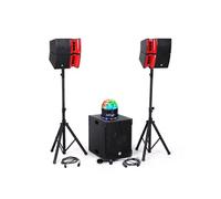 Pack Sonorisation DJ complet 1200W BM SONIC BMS15-HORN, Enceintes satellites, SUB 38cm USB/Bluetooth, Supports Câbles, Light SUN