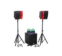 Pack Sonorisation DJ complet 1200W BM SONIC, Salle des fêtes, 2 Enceintes, SUB 38cm USB/Bluetooth, Supports Câbles, Light LED