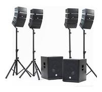 Pack Sonorisation DJ complet 2400W BM SONIC BMS-15-ARRAY-BT, 4 Enceintes satellites, Caissons 38cm USB/Bluetooth Supports Câbles