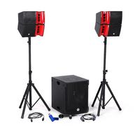 Pack Sonorisation DJ Complet BM Bmsonic BMS15-HORN 1200W, Enceintes Sat, Caisson 38cm USB/Bluetooth, Supports Câbles+Clé USB 32G