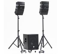 Pack Sonorisation DJ complet BM SONIC BMS-15-ARRAY-BT, 1200W, Enceintes satellites, Caisson 38cm USB/Bluetooth, Supports Câbles