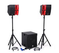 Pack Sonorisation DJ complet BM SONIC BMS15-HORN 1200W, Enceintes sat, Caisson 38cm USB/Bluetooth, Supports Câbles+Clé USB 32G