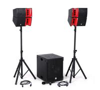 Pack Sonorisation DJ complet BM SONIC BMS15-HORN 1200W, Enceintes satellites, Caisson 38cm USB/Bluetooth, Supports Câbles