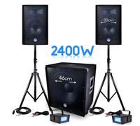 PACK Sonorisation DJ PA BMS-1812 2400W SUB 46cm - 2 HP 30cm + Câbles + 2 Mini LEDSTROBES LytOr