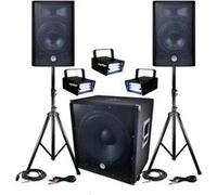 pack sonorisation dj pa bms-1812 2400w sub 46cm - 2 hp 30cm + câbles + 3 mini ledstrobes lytor