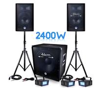 PACK Sonorisation DJ PA BMS-1812 2400W SUB 46cm - 2 HP 30cm + Câbles + 3 Mini LEDSTROBES LytOr