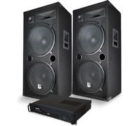 Pack Sonorisation DJ PA Enceintes 2x15"/38cm 4000W bassreflex BM SONIC - Ampli XGA 2000W - CABLES