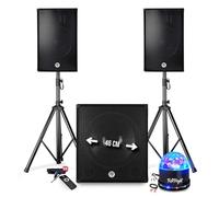 Pack sonorisation DJ PRESTATIONS BM Bmsonic 2700W- Enceintes DJ 15" + Caisson 18" + Pieds - USB/Bluetooth - Pack Jeux de lumières
