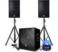 Pack sonorisation DJ PRESTATIONS BM SONIC 2500W - Enceintes DJ 15" + Caisson 15" + Pieds - USB/BLUETOOTH, Pack Jeux de lumières
