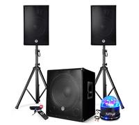 Pack sonorisation DJ PRESTATIONS BM SONIC 2500W - Enceintes DJ 15" + Caisson 15" + Pieds - USB/BLUETOOTH, Pack Jeux de lumières