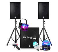 Pack sonorisation DJ PRESTATIONS BM SONIC 2700W- Enceintes DJ 15" +Caisson 18" + Pieds - USB/BLUETOOTH - Pack 3 Jeux de lumières