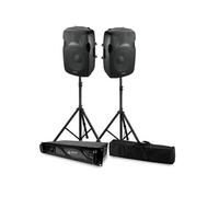 Pack Sonorisation Enceintes Ibiza XTK12 -12"/30cm - 2x500W avec Amplificateur BM SONIC BMS-2000W - Support PIEDS +BAG et Câbles