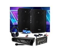 Pack Sonorisation IBIZA SOUND DISCO12B 2 Enceintes 1200W + Ampli PRO DJ 3000W + Table de Mixage DJ21 USB + CABLAGE COMPLET