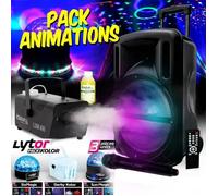 Pack sonorisation - MYDEEJAY - DJOON MyDj 500W - 1200W total - Pack LEDs + fumée LSM400 - Ampli AMP-300 2x240W
