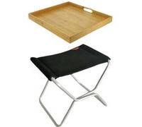 pack soplair tabouret de camping pliant gaia léger et compact plateau en bambou camping Noir G