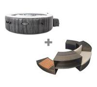Pack spa gonflable Intex PureSpa Baltik rond Bulles 6 places + Ensemble mobilier Gris G