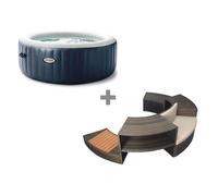 Pack spa gonflable Intex PureSpa Blue Navy rond Bulles 4 places + Ensemble mobilier