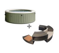 Pack spa gonflable Intex PureSpa Olive rond Bulles 6 places + Ensemble mobilier