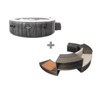 Pack spa gonflable Intex PureSpa Baltik rond Bulles 4 places + Ensemble mobilier Gris G