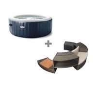 Pack spa gonflable PureSpa Blue Navy rond Bulles 6 places + Ensemble mobilier