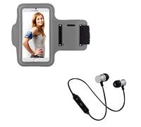 Pack Sport pour Honor 20 Smartphone (Ecouteurs Bluetooth Metal + Brassard) Courir T7 (Argent)