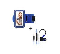 Pack Sport pour HUAWEI Nova Smartphone (Brassard de Sport + Ecouteurs Sport INTRA-AURICULAIRE avec Micro) Courir T4 (BLEU)